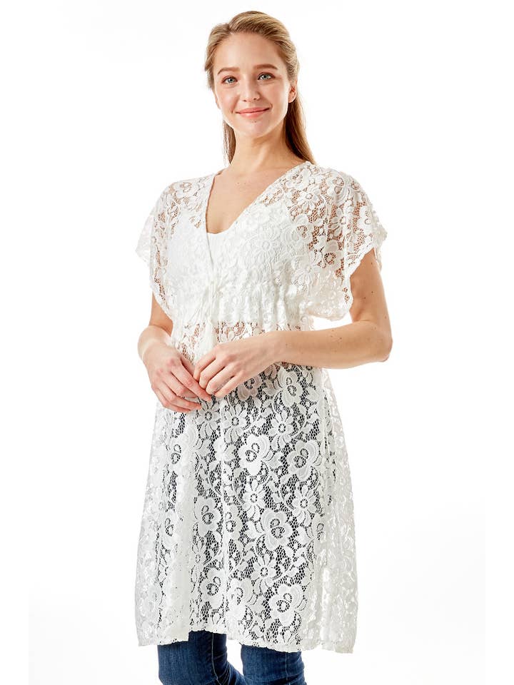 Hana - Wholesale Swim Cover Up - Women's - Floral Crochet Lace Cover Up1