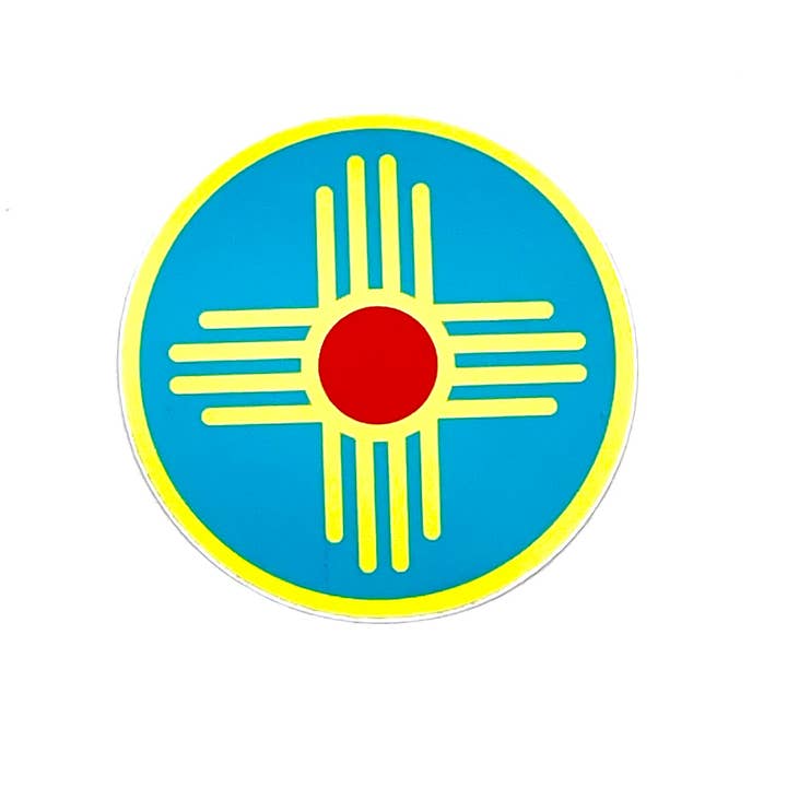 Zia Red center on turquoise Circle - Sticker for wholesale by Metal the Brand