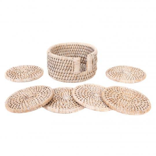 Artifacts Rattan™ Round Coasters - 7 Piece Set for wholesale by Artifacts Trading Company