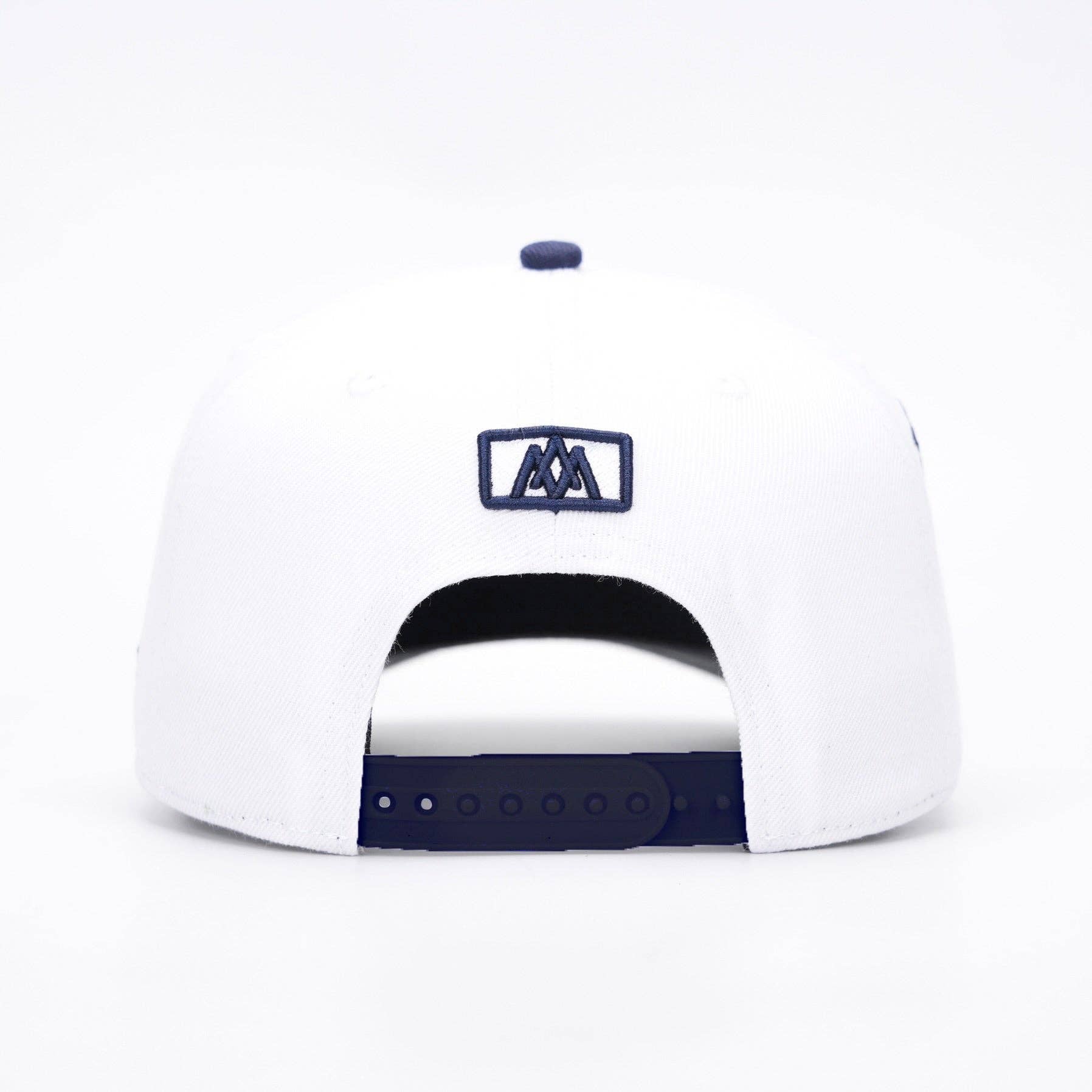 Malta Apparel LLC - Wholesale Baseball Cap - Unisex - [PRE-ORDER - SHIPS JANUARY 16TH] ‘7’ Premium Wool Blend SnapBack - White/Navy2
