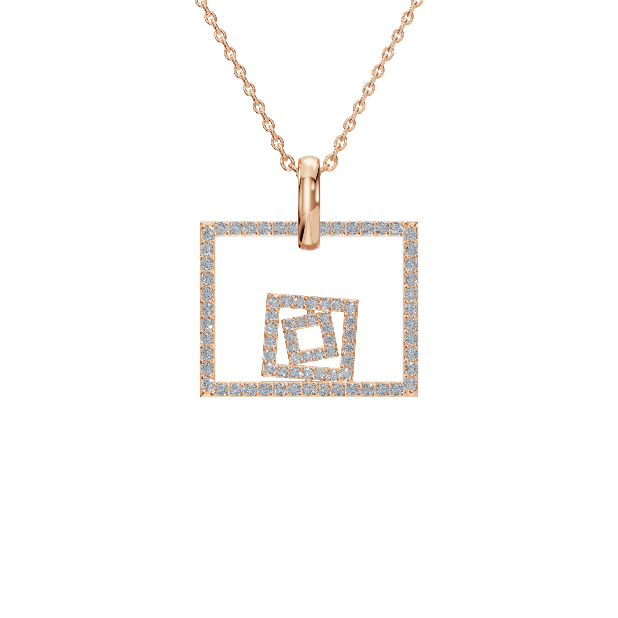 PureYou Jewelry - Vente Colliers à pendentif - Collier carré en diamant en or 14K, collier superposé délicat8
