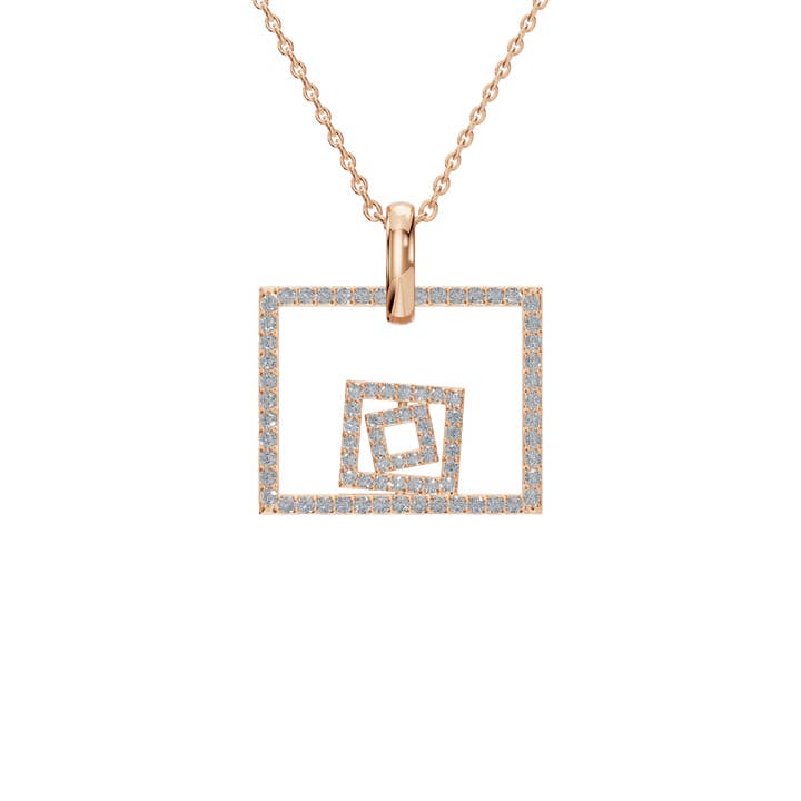 PureYou Jewelry - Wholesale Pendant/Charm Necklace - 14K Gold Diamond Square Necklace, Dainty Layering Necklace8