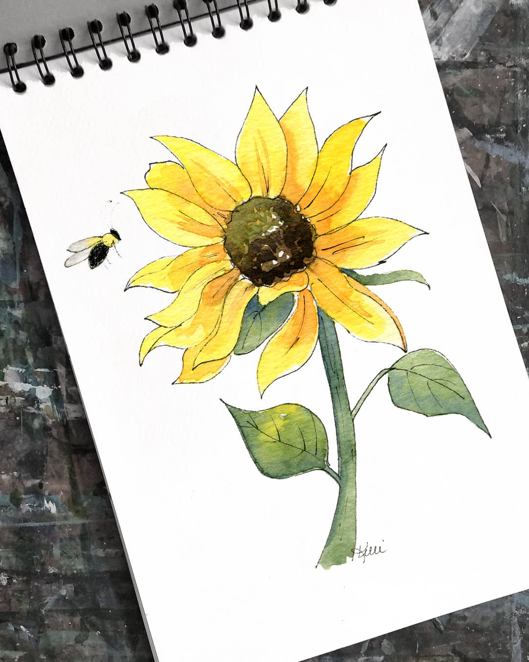 Kelli McNichols Art - Wholesale Everyday Greeting Card - Sunflower & Bee1