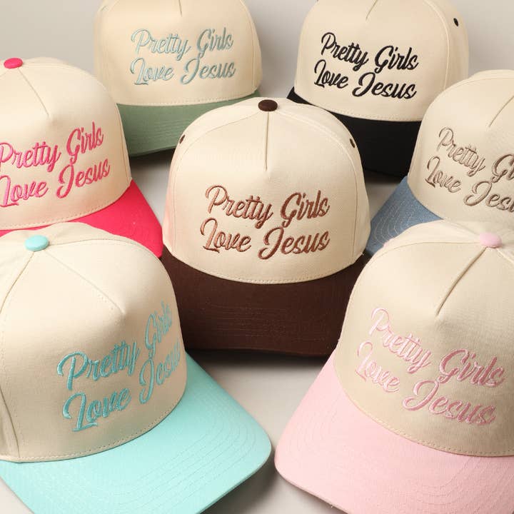 Fashion City - Venta al por mayor Gorra trucker - Mujer - Gorra de Camionero Bordada "Las Chicas Bonitas Aman a Jesús"