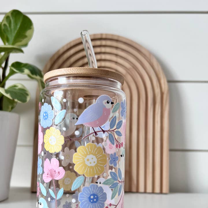 Spring Birds Glass Cup for wholesale by Glitter Paper Scissors