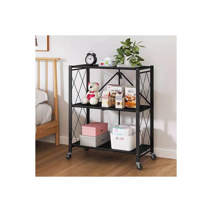 J&V TEXTILES - Wholesale Free-standing shelf - Assembled Black Foldable Metal Storage Shelving Unit - 3 Sizes!13