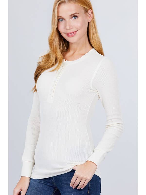 Vanilla Monkey - Wholesale Knit Top - Women's - Long Sleeve Henley Thermal Knit Top21