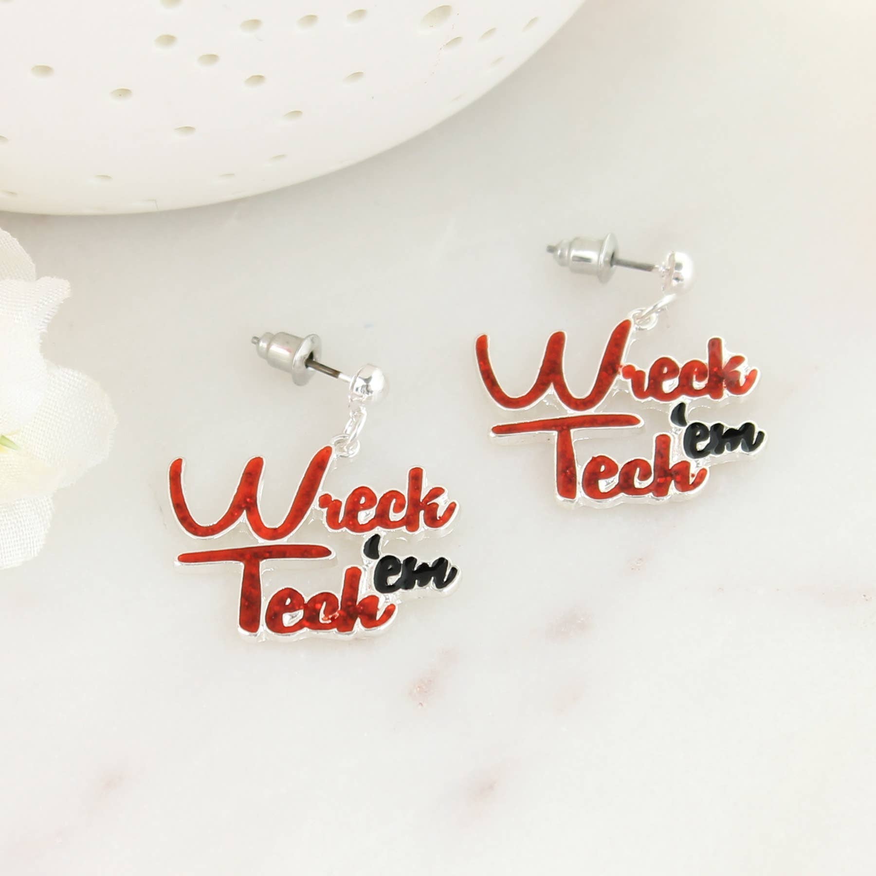 Seasons Jewelry - Wholesale Dangle Earrings - Texas Tech Slogan Earrings1