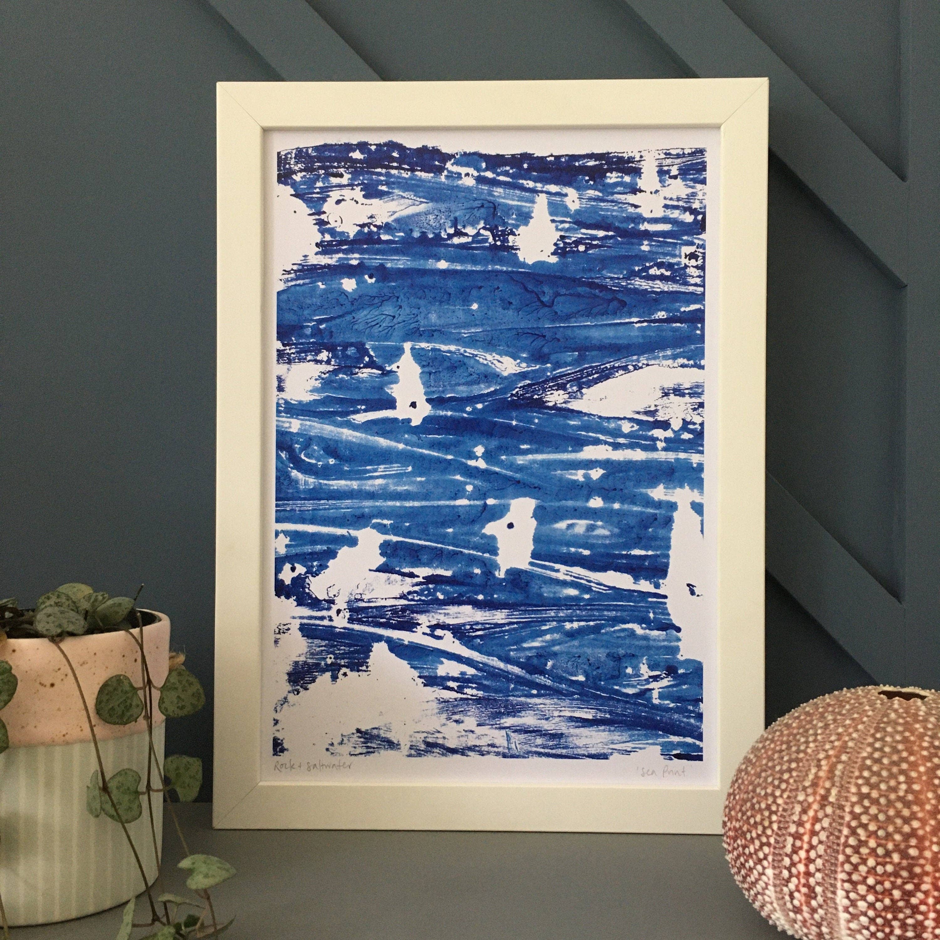 Rock & Saltwater – wholesale Art print – Sea Print A4 unframed print from original monoprint3