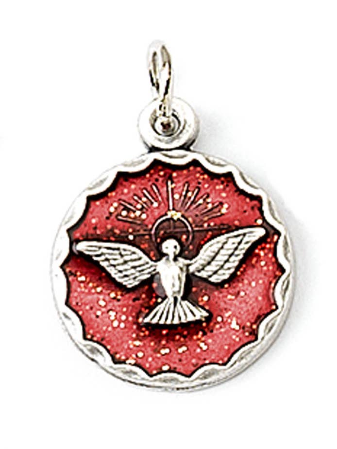 Round Holy Spirit medal cm. 1.8 (0.7 inches) with enamel for wholesale by Costa Articoli Religiosi