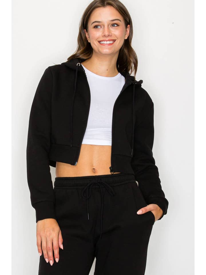 Vanilla Monkey - Wholesale Hoodie - Women's - Cropped Fleece Zip Up Hoodie1