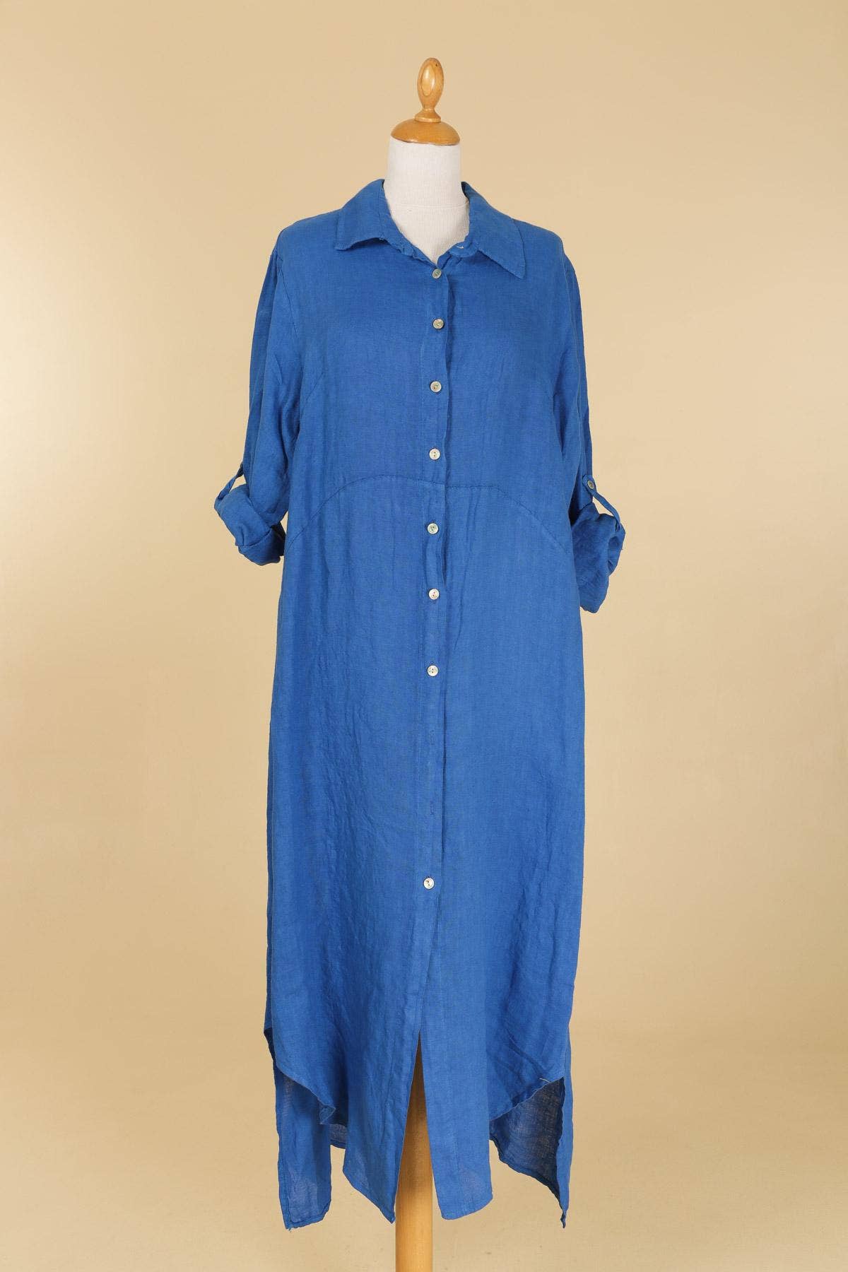 la maison des fibres naturelles - Wholesale Button Down Shirt - Women's - Long shirt dress 68036 100% LINEN59