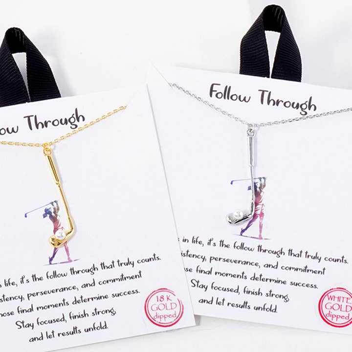 Fashion City - Wholesale Pendant/Charm Necklace - Golf Club Pearl Ball Pendant Necklace4