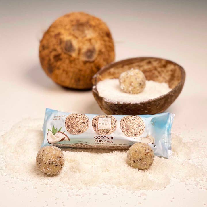 Noix de coco et chia (lot de 3 en papillote) pour la vente par Nouri truffles