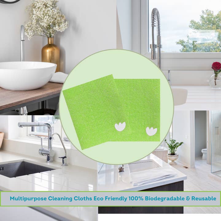EKOH - Wholesale Dishcloth - Swedish Dishcloths Green 12 Pack Reusable Eco Sponge Cloth2