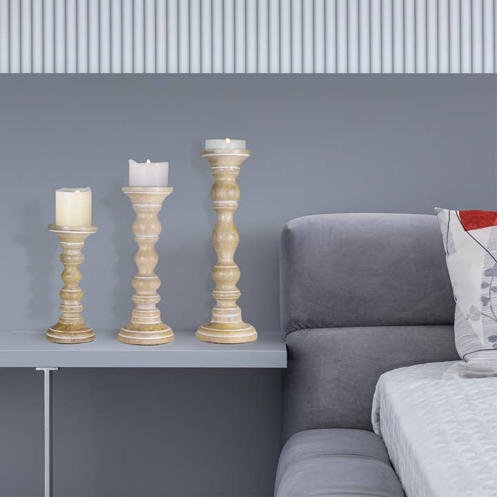 Mela Artisans - Vente Bougeoirs - Lot de 3 bougeoirs Willow, 2 options de finition5