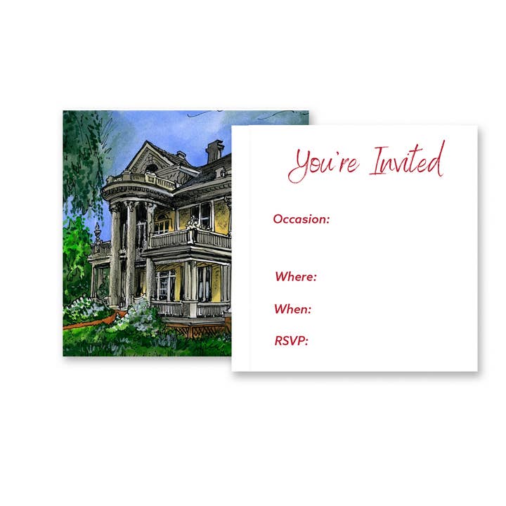 South Carolina Antebellum Home gedetailleerde uitnodiging voor wholesale door Totally Toronto Art/Sassy City Studio