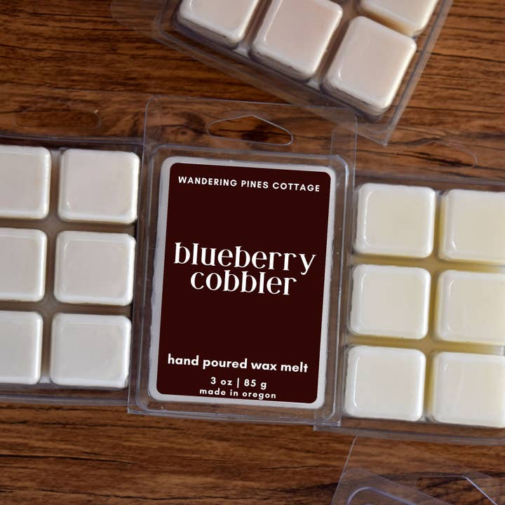 Wandering Pines Cottage - Wholesale Wax Melt - Blueberry Cobbler Dessert Wax Melts Clamshell - 3 oz4
