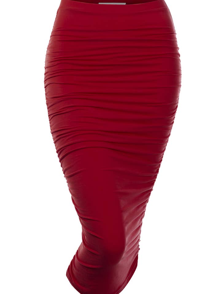 NINEXIS - Wholesale Skirt - Women's - CWBMS070_Slim Fit Ruched Long Pencil Skirt61