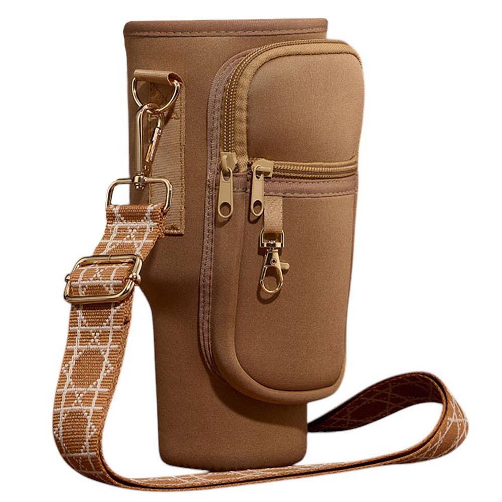 Sensibling Corp. - Wholesale Crossbody Bag - Women's - Solid Tumbler Carrier Holder Geometric Pattern Strap Crossbody Bag1