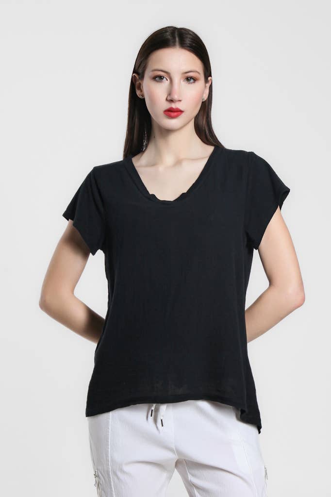 TINA Stephens Italy/Tees By Tina - Wholesale Blouse - Women's - Nola Cotton/Linen V-Neck Top (BSS207)0