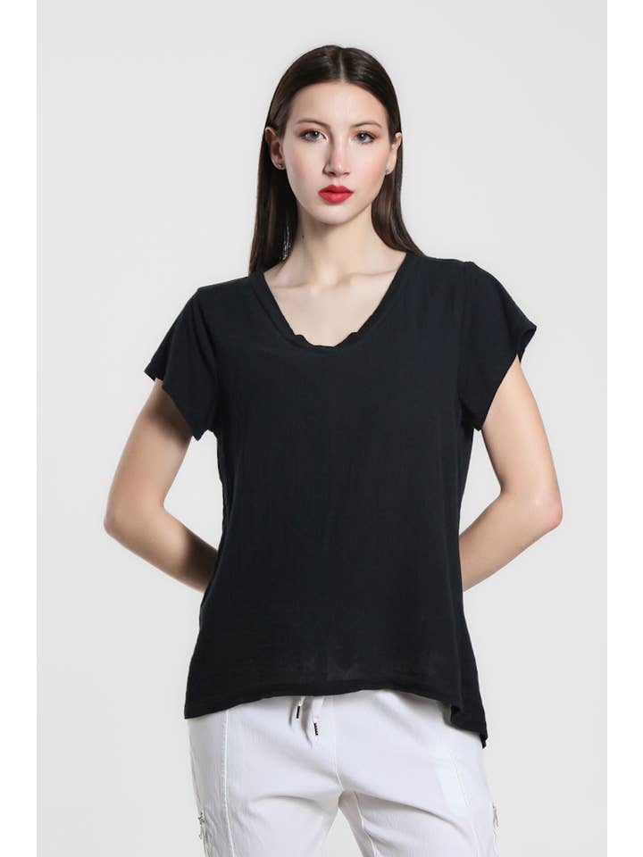 TINA Stephens Italy/Tees By Tina - Wholesale Blouse - Women's - Nola Cotton/Linen V-Neck Top (BSS207)0