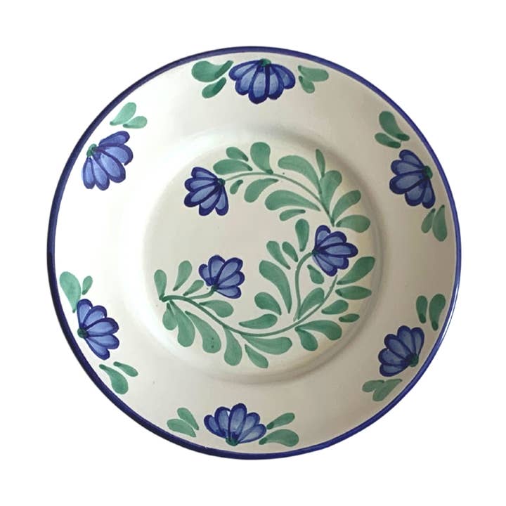 Ceramic plate blue & green floral print - Luisa for wholesale by Molleni