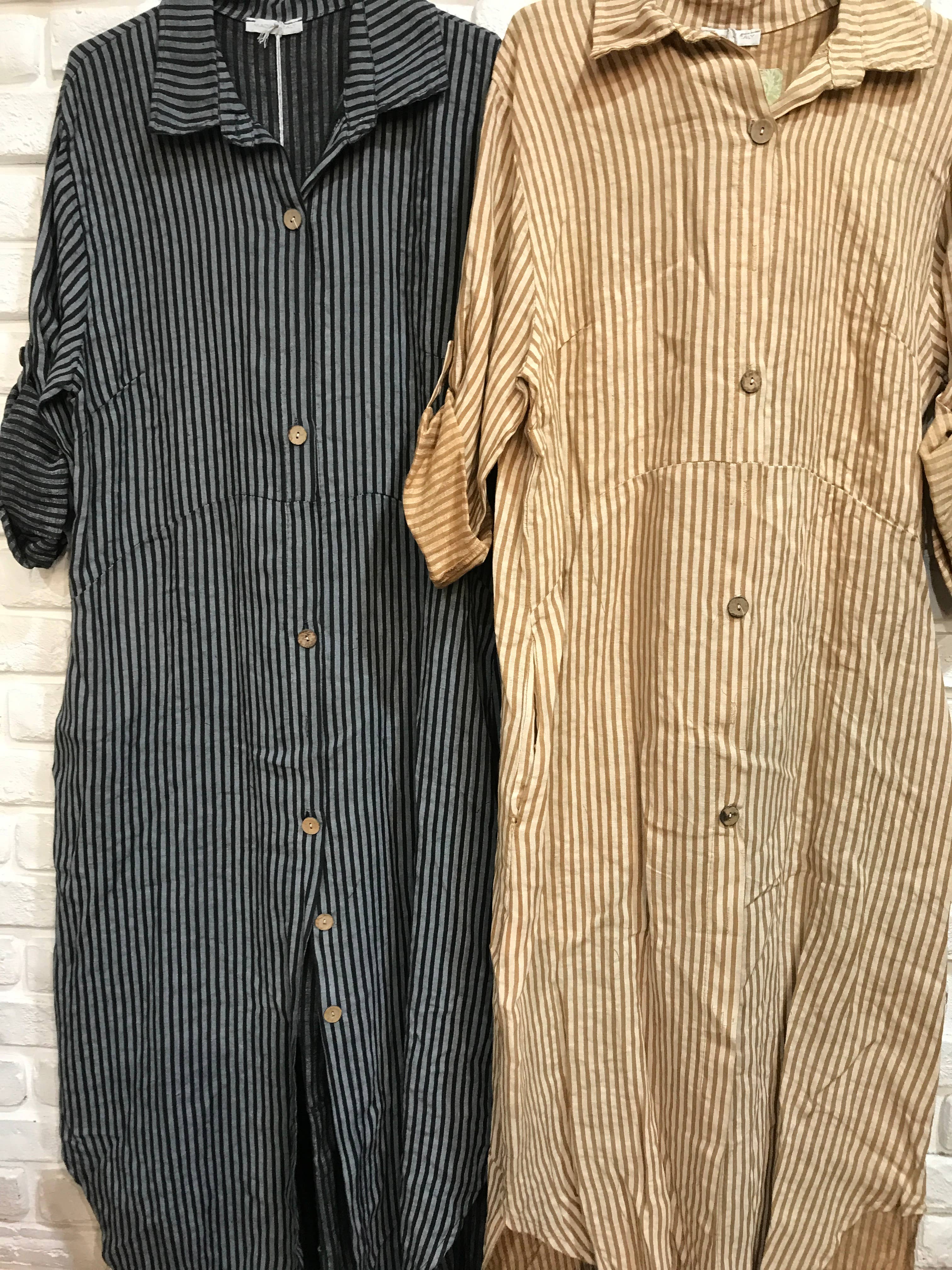 la maison des fibres naturelles - Wholesale Dress - Women's - 821275 100% linen shirt dress made in Italy11