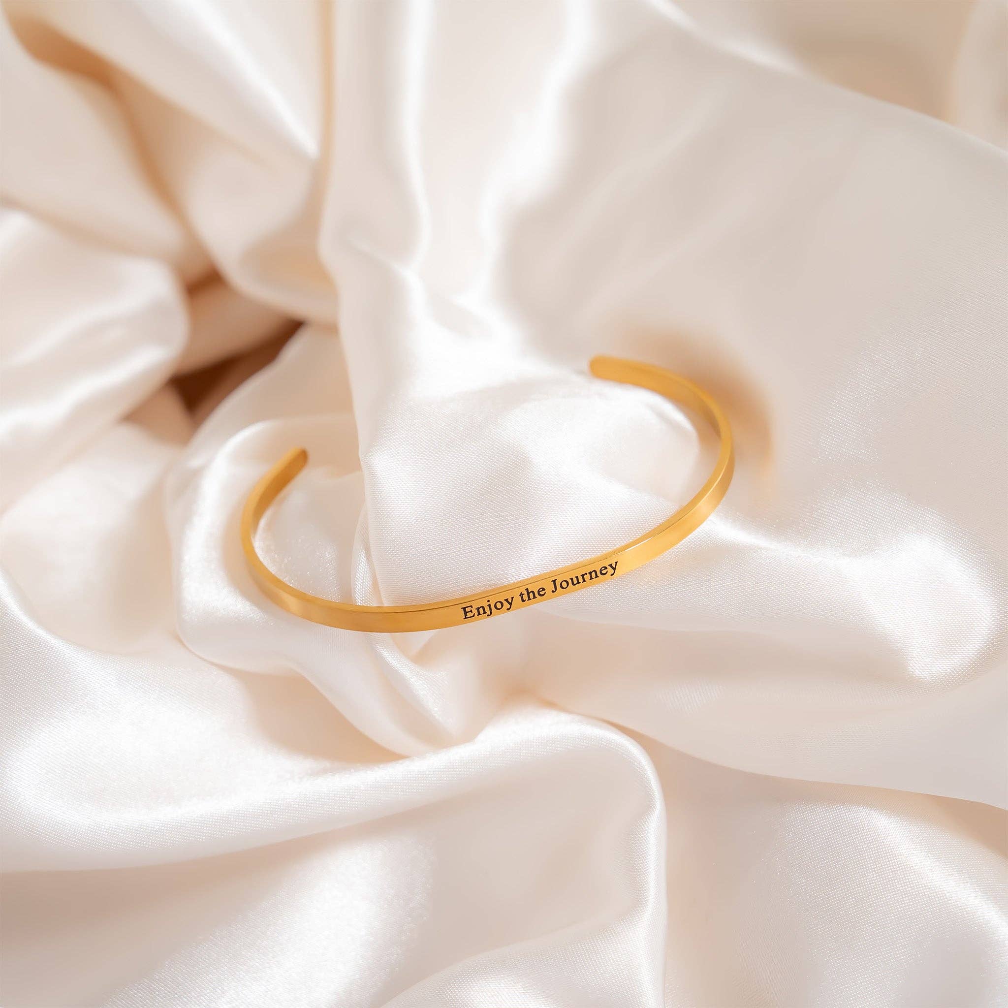 WJW - Wholesale Bangle Bracelet - 18K Gold PVD Enjoy the Journey Engraved Bangle Bracelet5