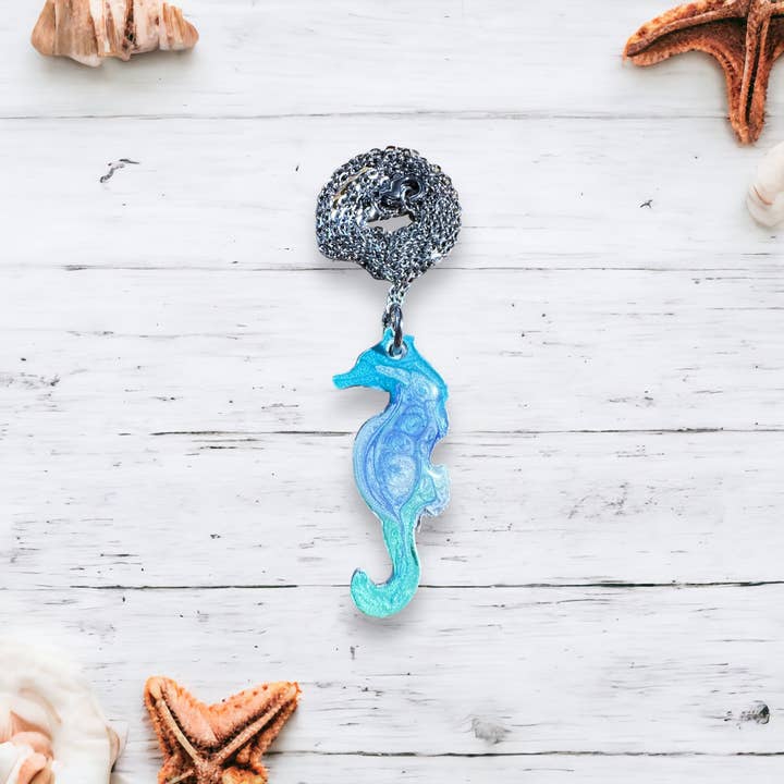 Three Dandelion Wishes - Wholesale Pendant/Charm Necklace - Hand Painted Seahorse Necklace4