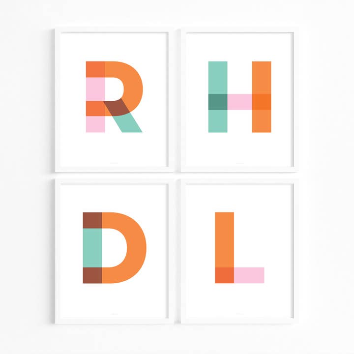 Letter Initial Print, Minimalist Type A To Z, Pastels 2 for wholesale by Know It All Prints
