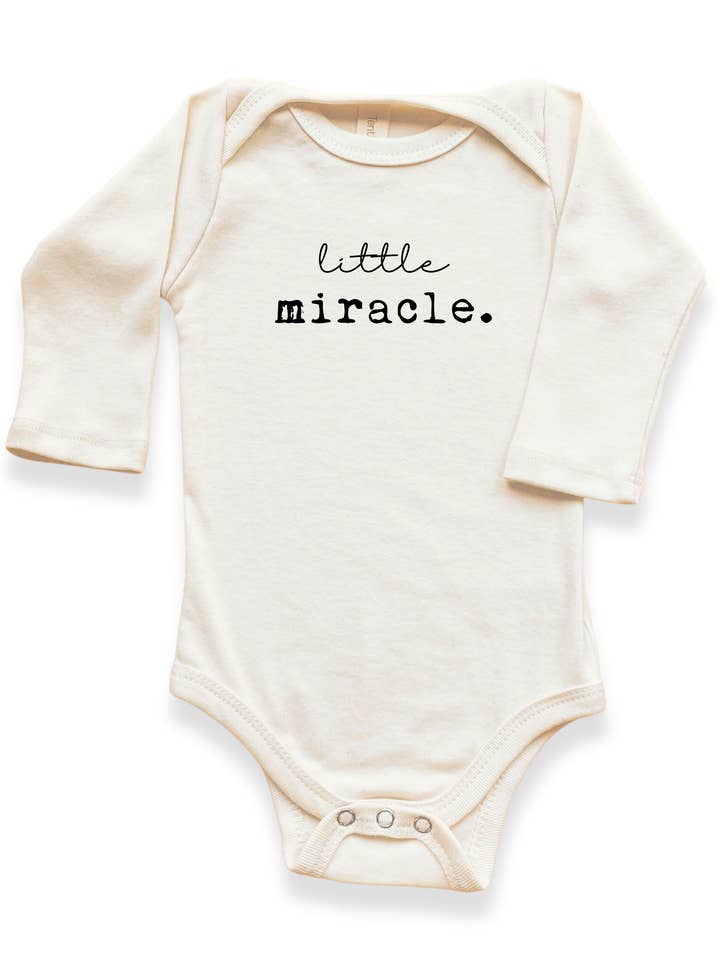 Little Miracle Organic Baby Bodysuit Long Sleeve for wholesale by Tenth & Pine