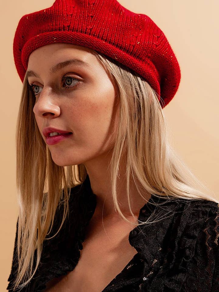 Wool beret in red for wholesale by Q2—All Orders:Free Duties for the US,UK,and Canada