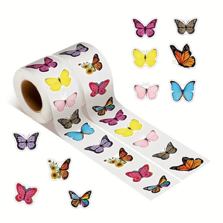 Magnifique Hearts - Wholesale Sticker - Butterfly 500 pc Roll Stickers, thank you, mailing, DIY