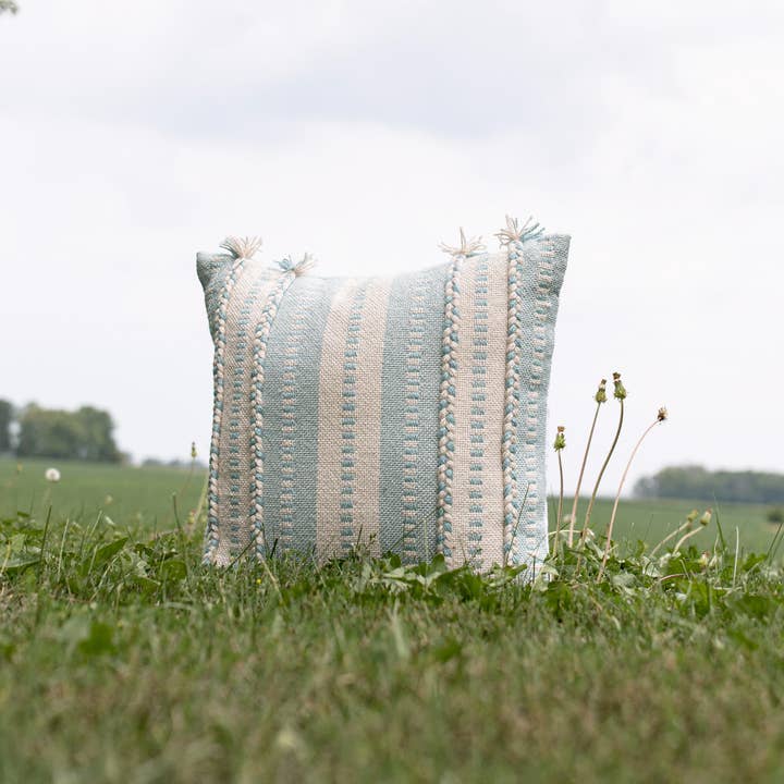 Foreside Home & Garden - Wholesale Throw/Decorative Pillow - Matilda 20x20 Striped Outdoor Indoor Filled Pillow Blue