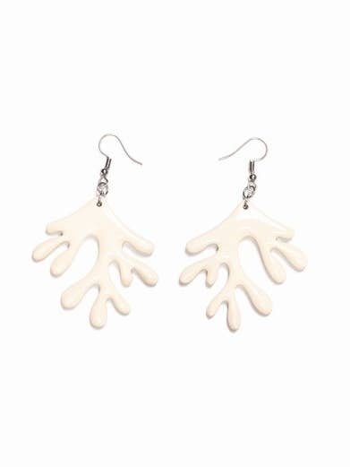 Brincos de coral em chifre preto liso e laca marfim por atacado de rivêt - L'Indochineur