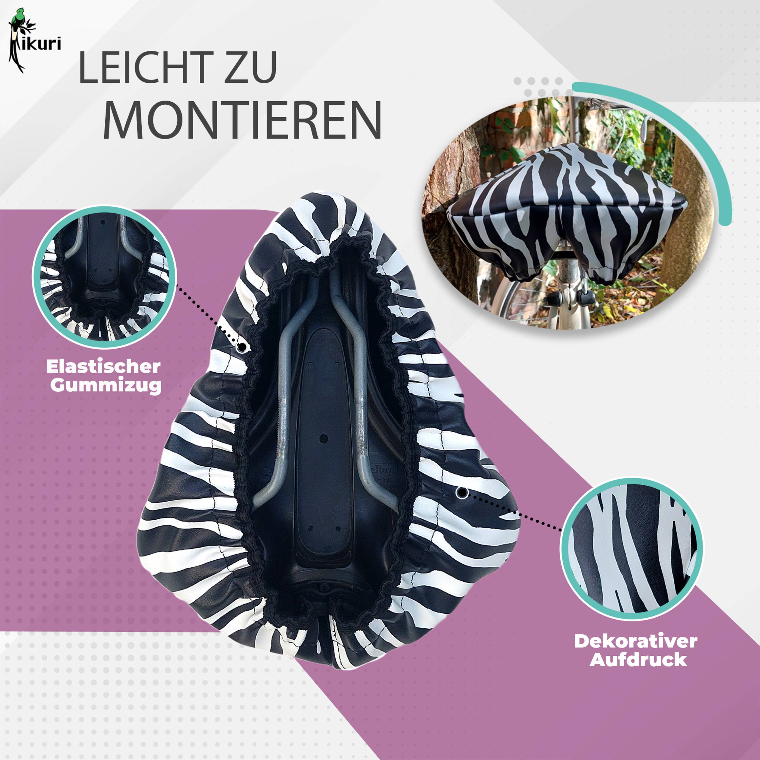 Ikuri – Großhandel Fahrradzubehör – Sattelbezug Regenschutz Fahrrad wasserdicht - Zebra2