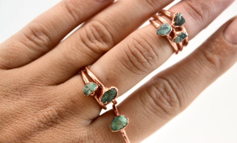 Daddy Daughter Jewelry – Anel de pedra única/solitário por atacado – Anel Esmeralda | Anel de pedra de nascimento de maio | Joias Birthstone8