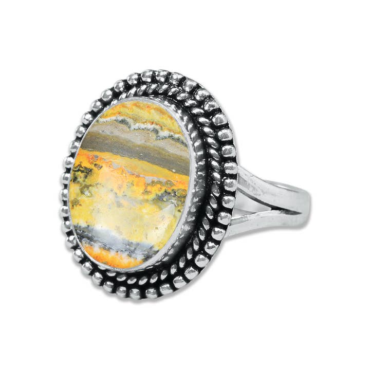 Handmade Jewels - Wholesale Cocktail/Statement Ring - Bumblebee Jasper Rings – Handmade, Silver-Plated, Designer (Made to Order)2