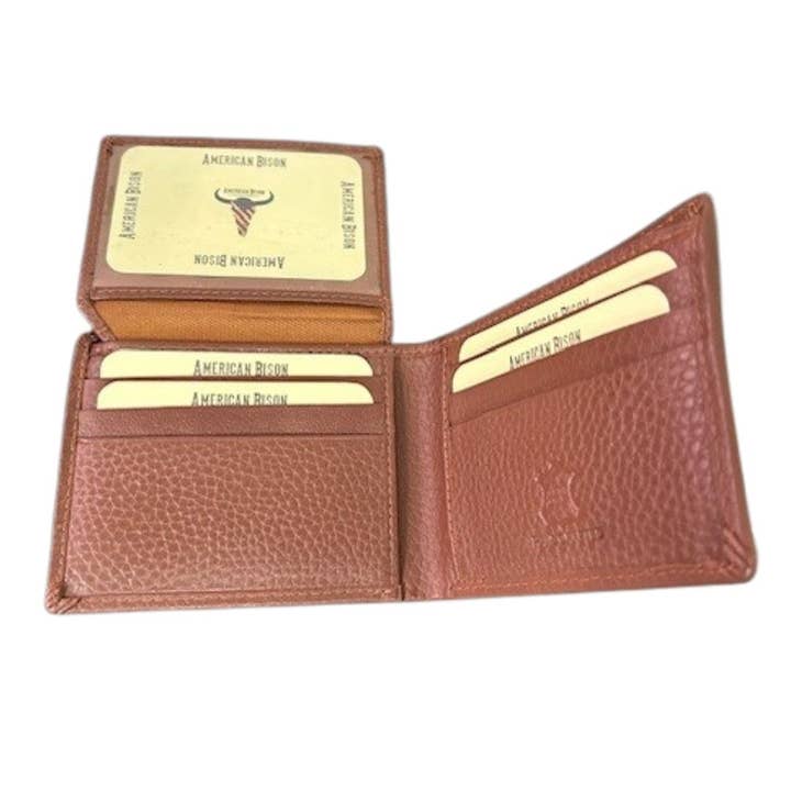Leather Impressions Inc - Wholesale Wallet - Men's - Mixed Media Bifold Rodeo Wallet with Medallion AB19157