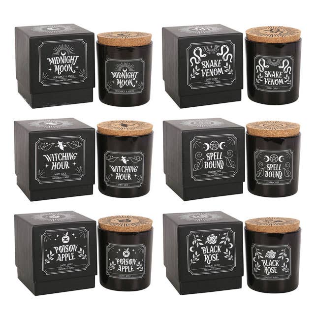 Something Different Wholesale – wholesale Jar/filled candle – Set of 6 Midnight Ritual Gothic Candles