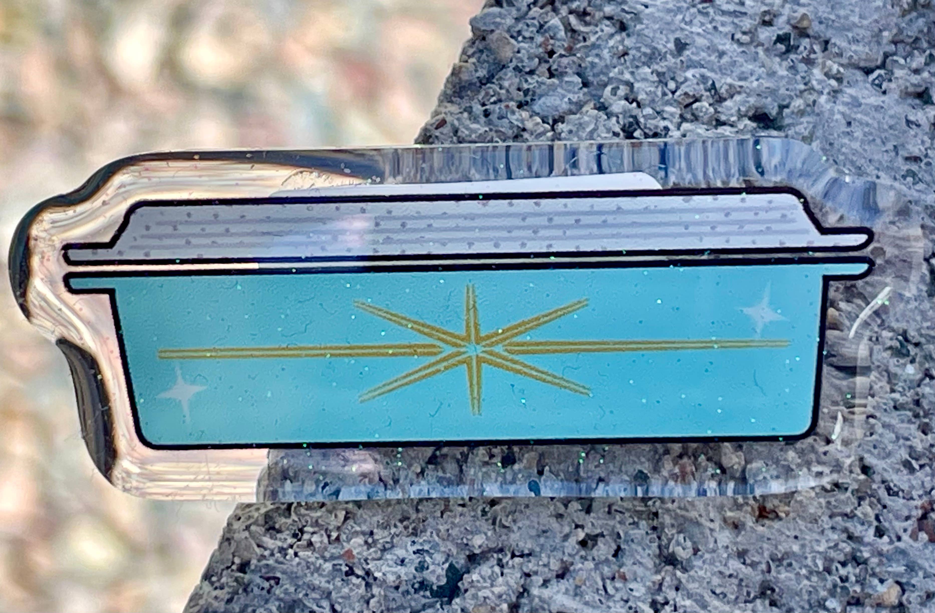 ModMoxGoods - Wholesale Brooch - PINS - vintage Pyrex theme acrylic with glitter Bar pin16