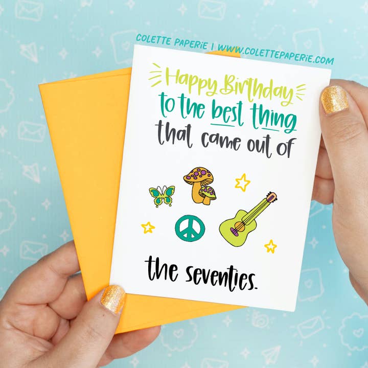 Colette Paperie - Wholesale Birthday Card - Seventies Birthday Funny Recycled Greeting Card0