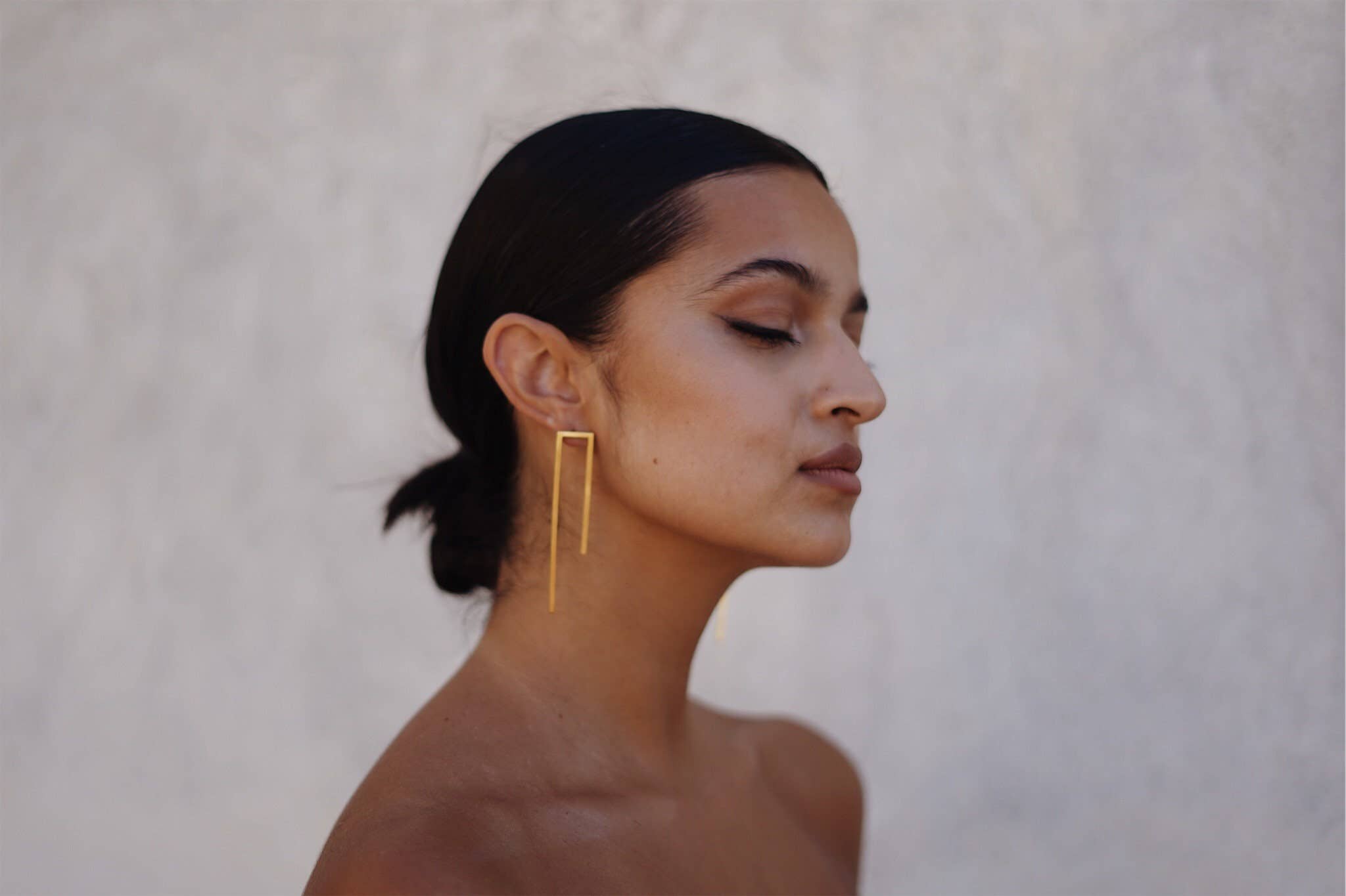 Laka Luka - Vente Boucles d'oreilles pendantes - Boucles d'oreilles surdimensionnées rectangulaires géométriques faites main2