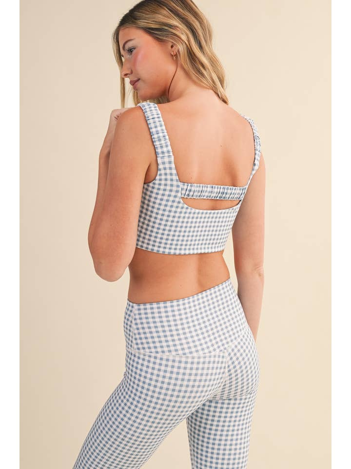 KIMBERLY C - Wholesale Sports Bra - Women's - Gingham Print Ruched Bra Top82