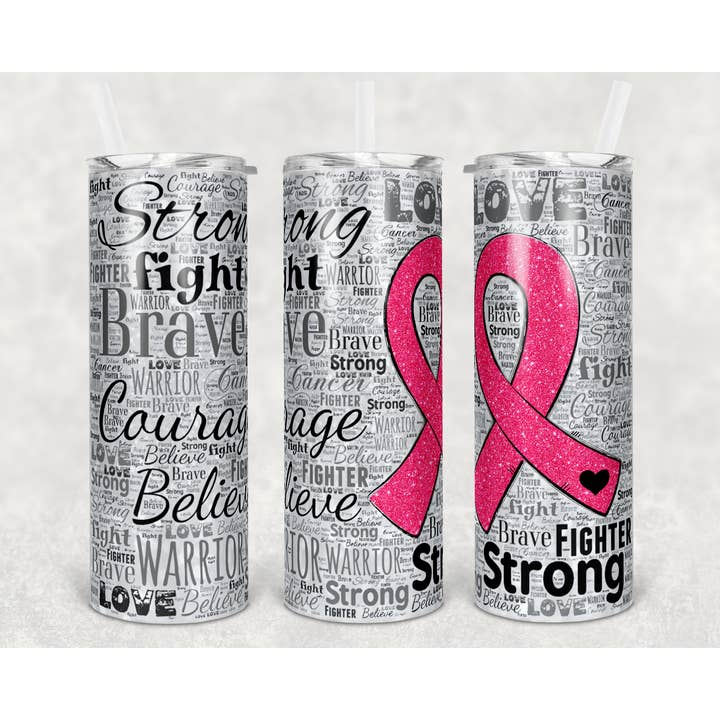 Cancer Ribbon Hot Pink- 20oz Tumbler for wholesale by Crafted in the Loo, LLC