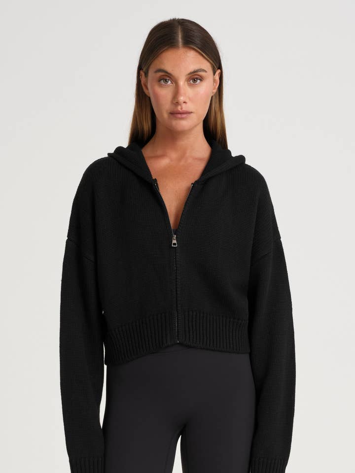 Zip Up Crop Knit Hoodie and other Purchase Wholesale crop top sweatshirt. Free Returns & Net 60 Terms on Faire trending on Faire.