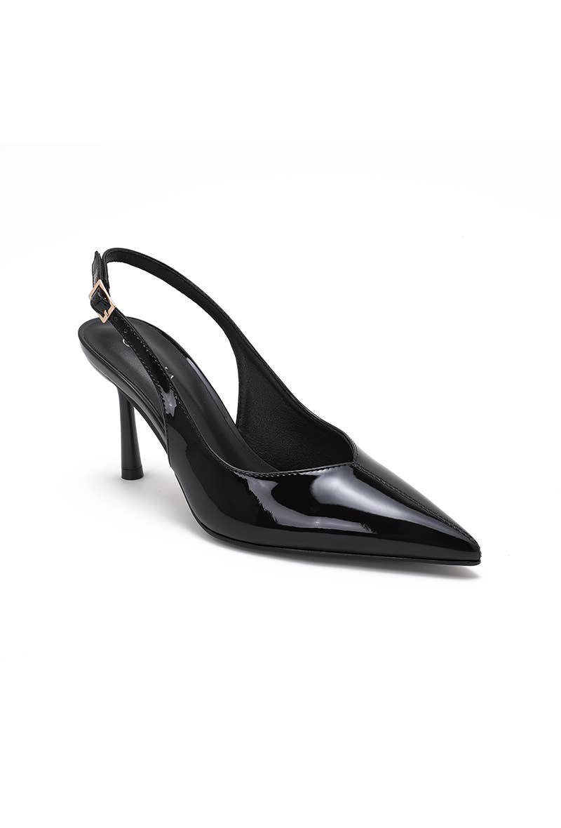 Joia Paris - Wholesale Low Heels - Women's - Patent pointed-toe slingback pump, thin heel H8-1011E0