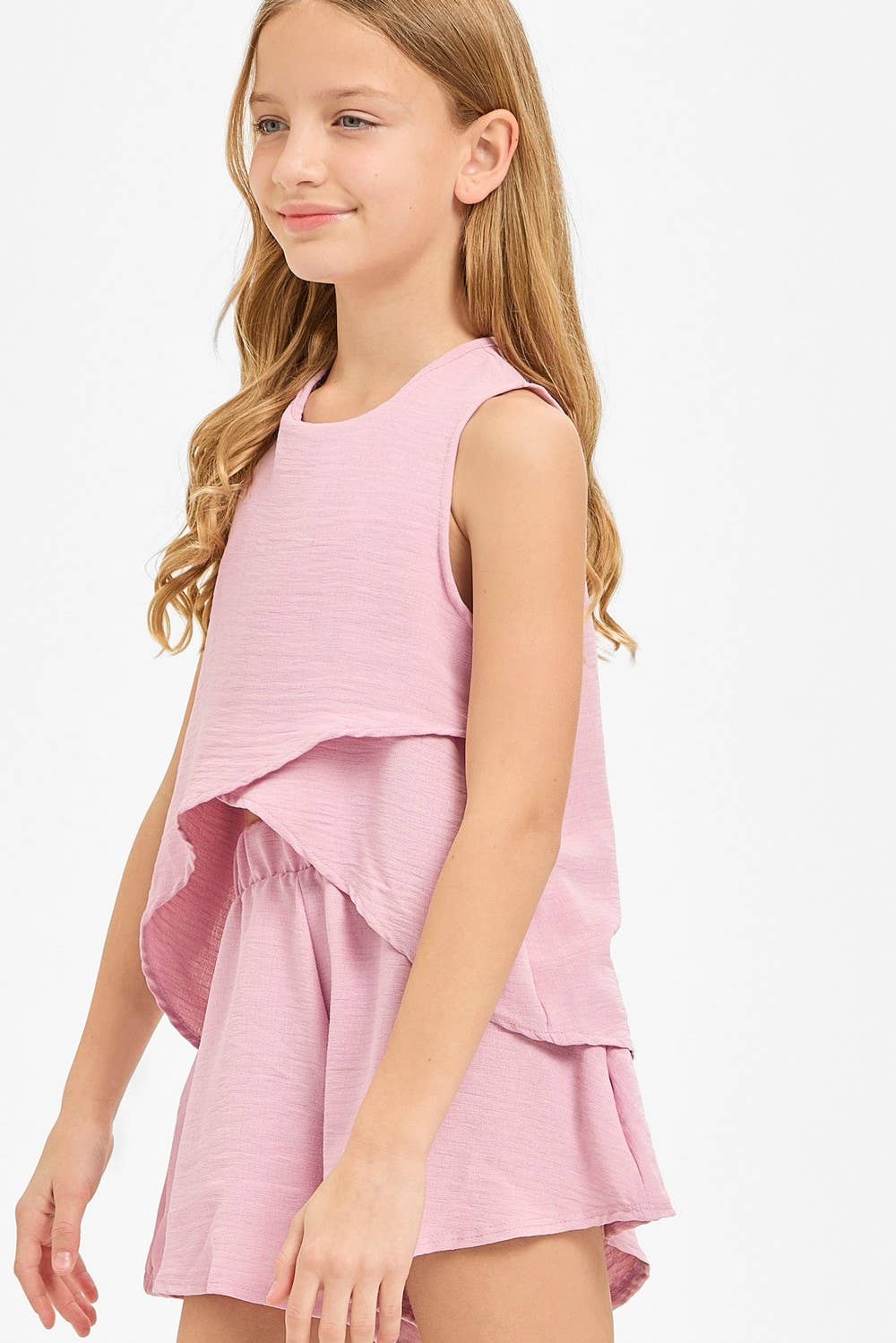 Good Girl - Wholesale T-Shirt - Kids - Wrap Design High-Low Sleeveless Blouse11