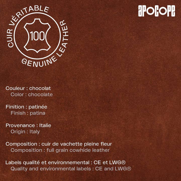 apocope.paris - Wholesale Keychain - Unisex - LUDO - Patinated leather keychain - Chocolate5